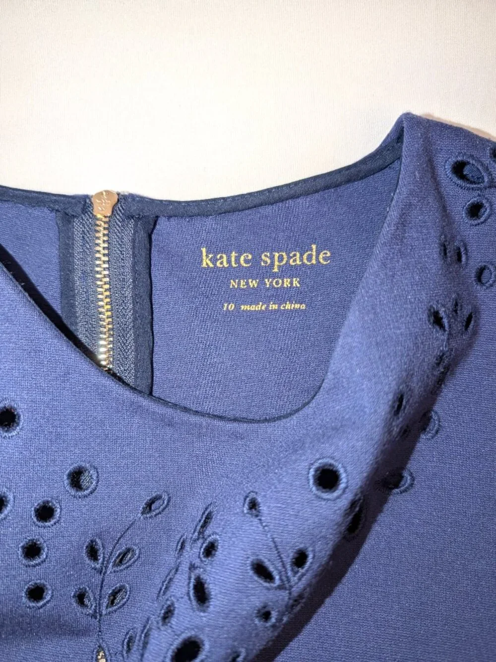 Kate Spade | Sleeveless Fit & Flare Eyelet Cutout Dress in Navy Blue | Size 10